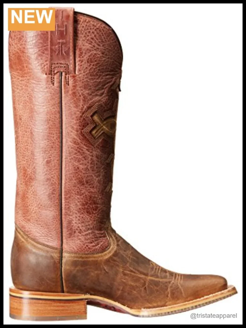 Mid-Calf Pull-On Work Boots with Stacked Heel Leather Square Toe